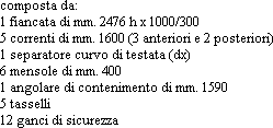 rastrelliere monofronte da cm 160 con separatori mobili per verghe