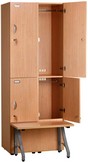 armadietti spogliatorio in legno 4 posti ante doppie e predisposizione per panca ATbanb45