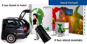 stand smontato in auto e montato in fiera