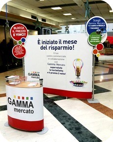 struttura per espositore fiere con banco desk