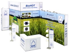 moduli smontabili per stand fieristici con espositori e banco